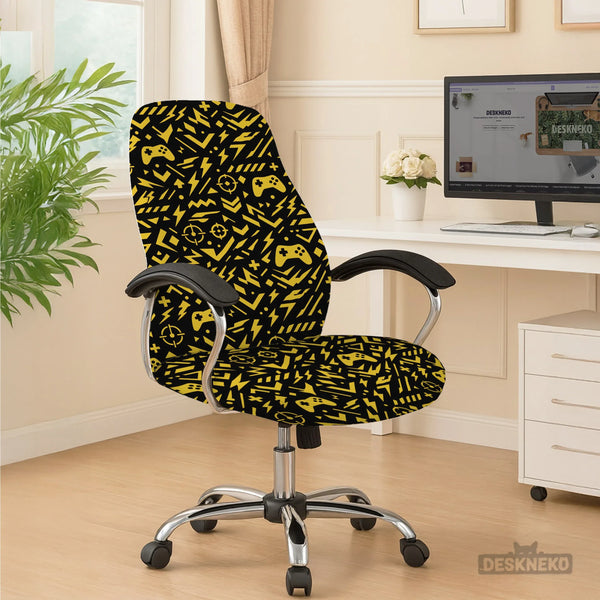 Black & Yellow Chair Cover - Deskneko