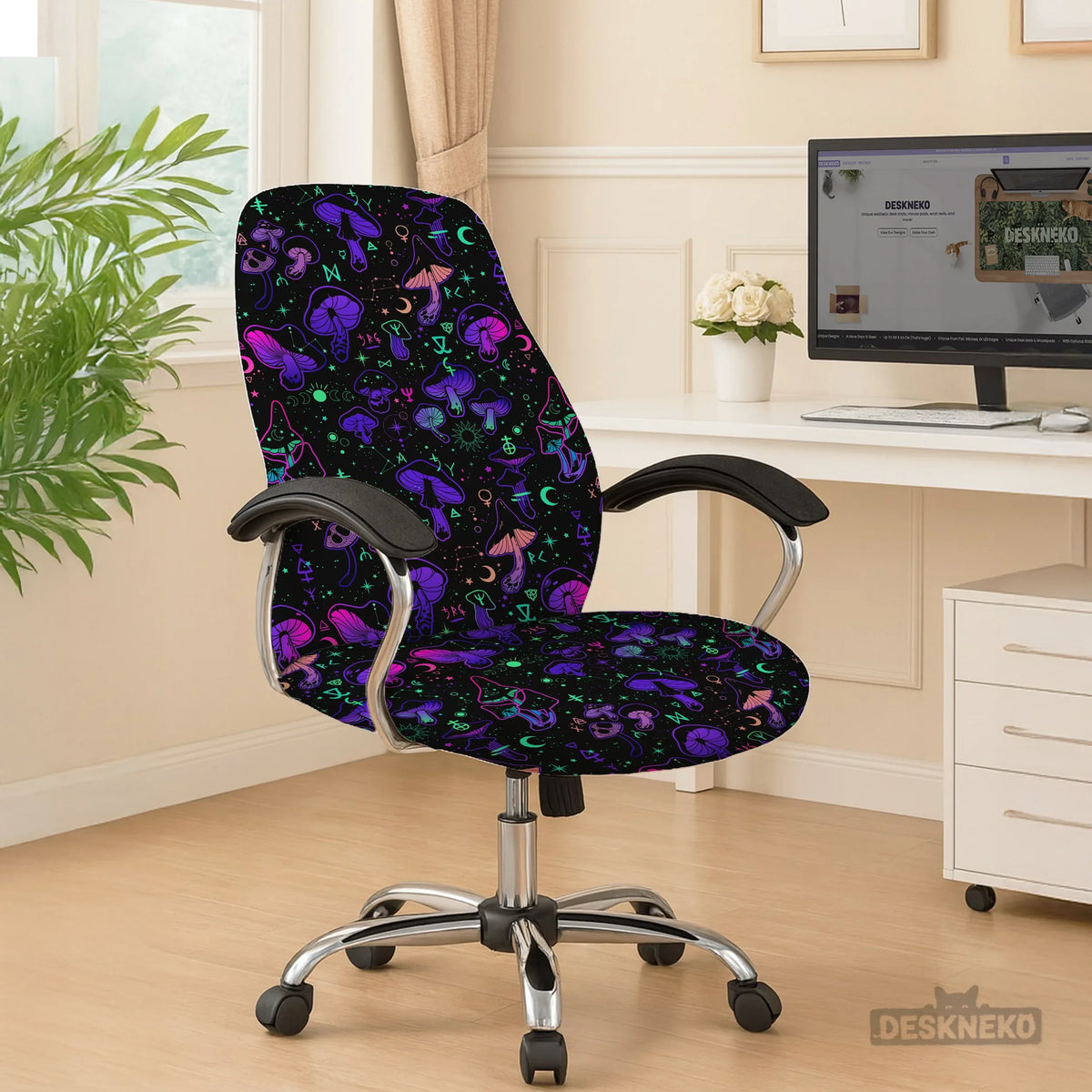Neon Mushrooms Chair Cover - Deskneko