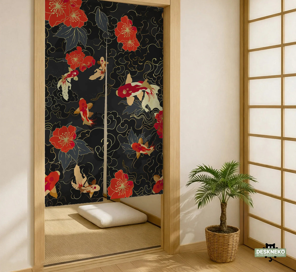 Japanese Koi Fish Noren Door Curtain Room Divider - Deskneko