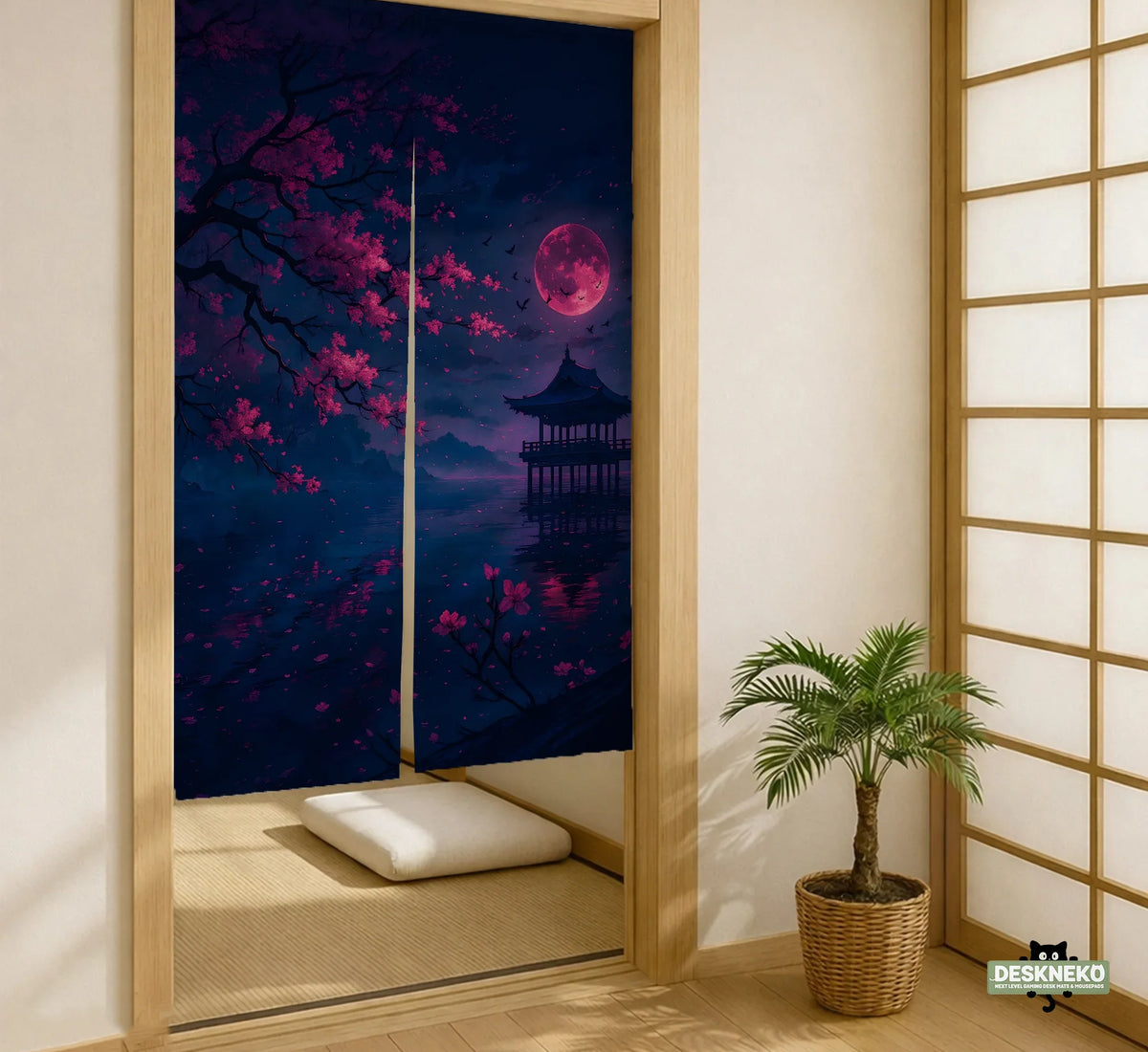 Dark Sakura Noren Door Curtain - Deskneko