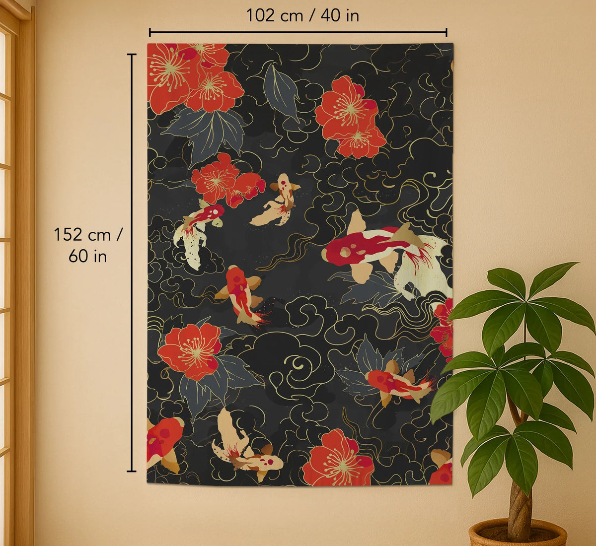 Japanese Koi Fish Noren Door Curtain Room Divider - Deskneko