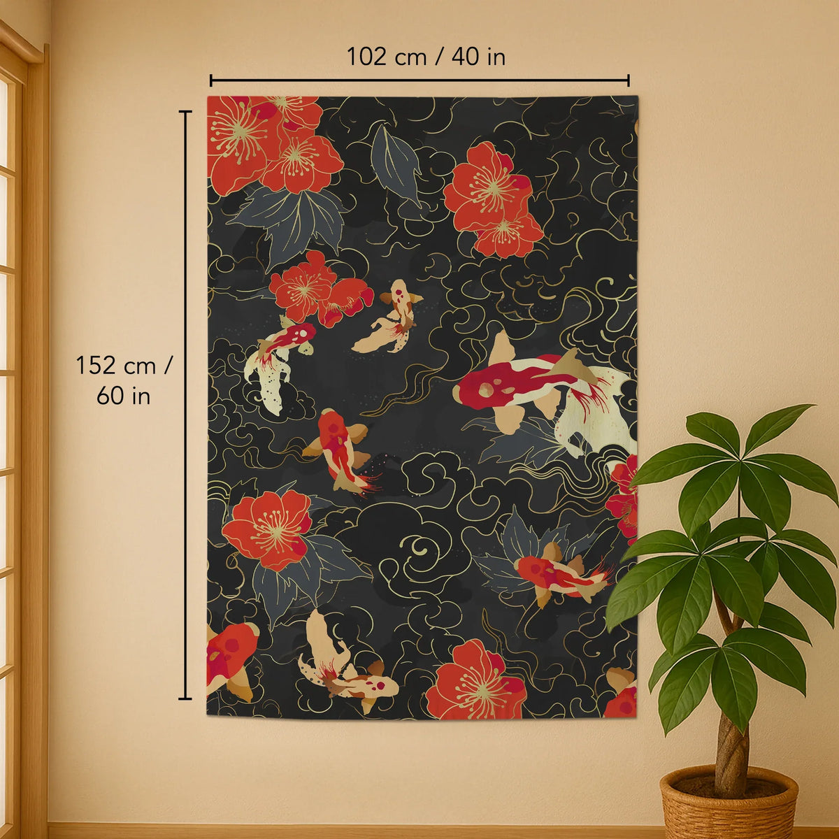 Japanese Koi Fish Noren Door Curtain Room Divider - Deskneko