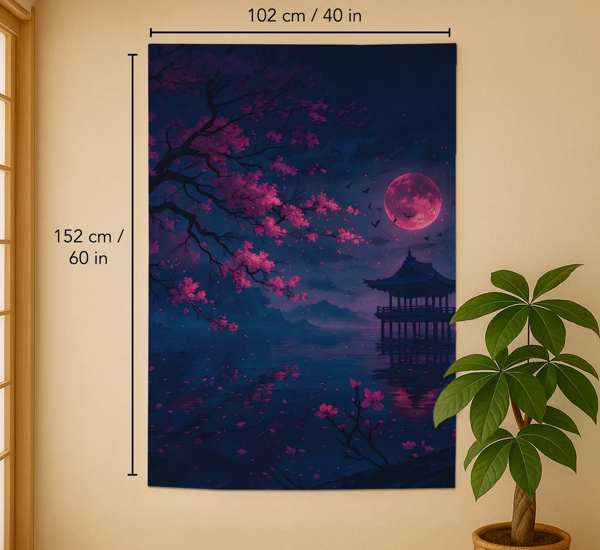 Dark Sakura Noren Door Curtain - Deskneko