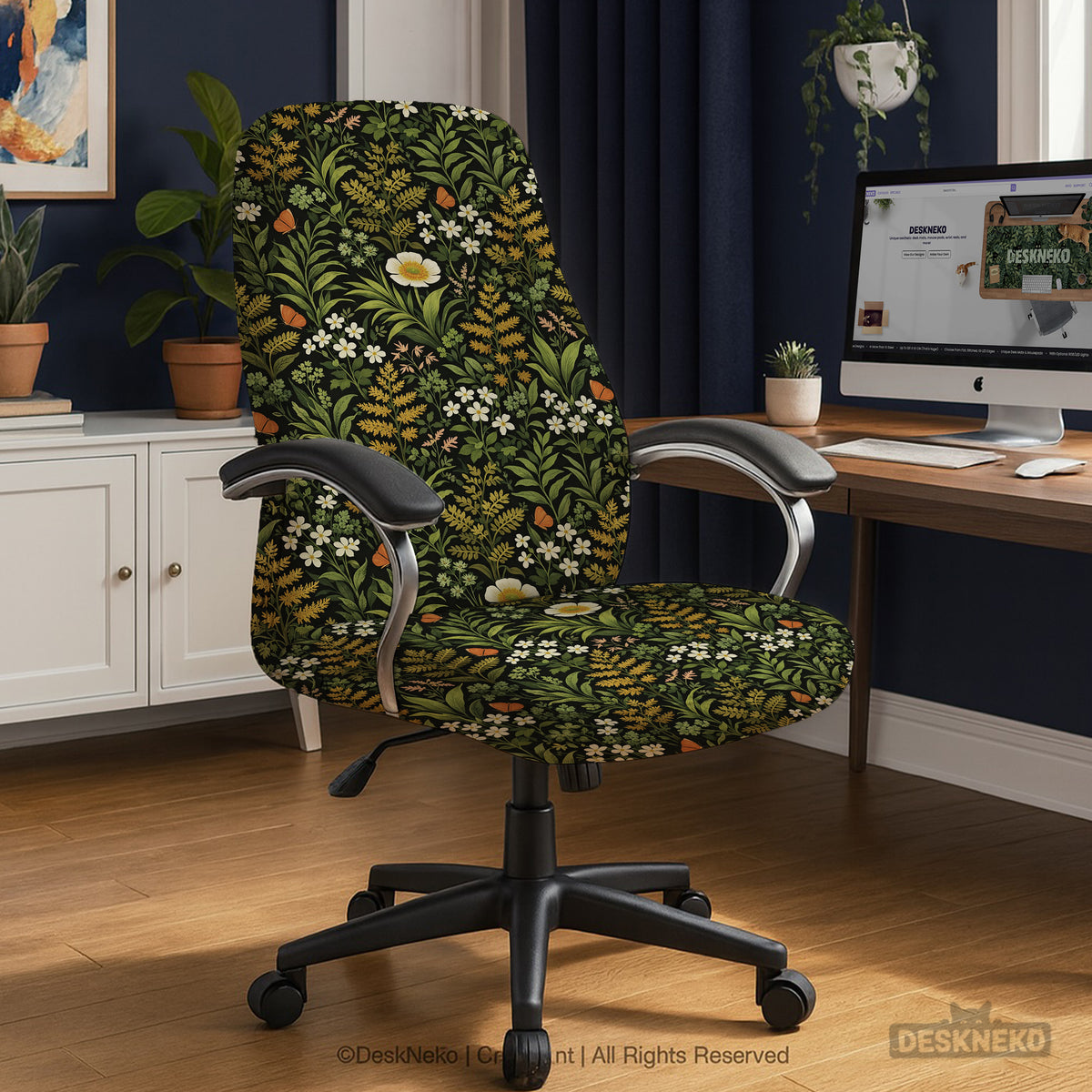 Wildflower Garden Desk Chair Cover - Chair Covers - Deskneko - Desk Chair Covers