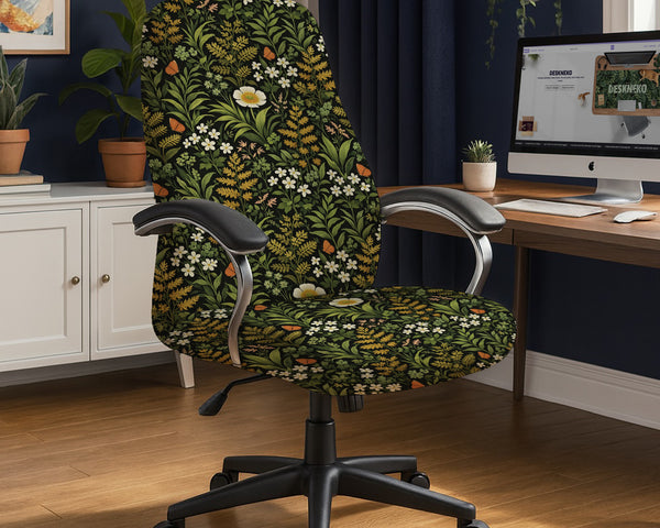 Wildflower Garden Desk Chair Cover - Chair Covers - Deskneko - Desk Chair Covers