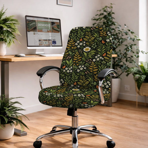 Wildflower Garden Desk Chair Cover - Chair Covers - Deskneko - Desk Chair Covers