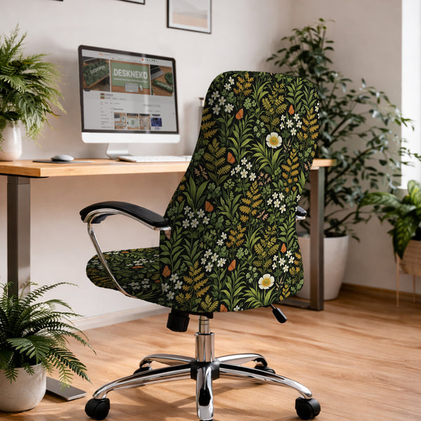 Wildflower Garden Desk Chair Cover - Chair Covers - Deskneko - Desk Chair Covers