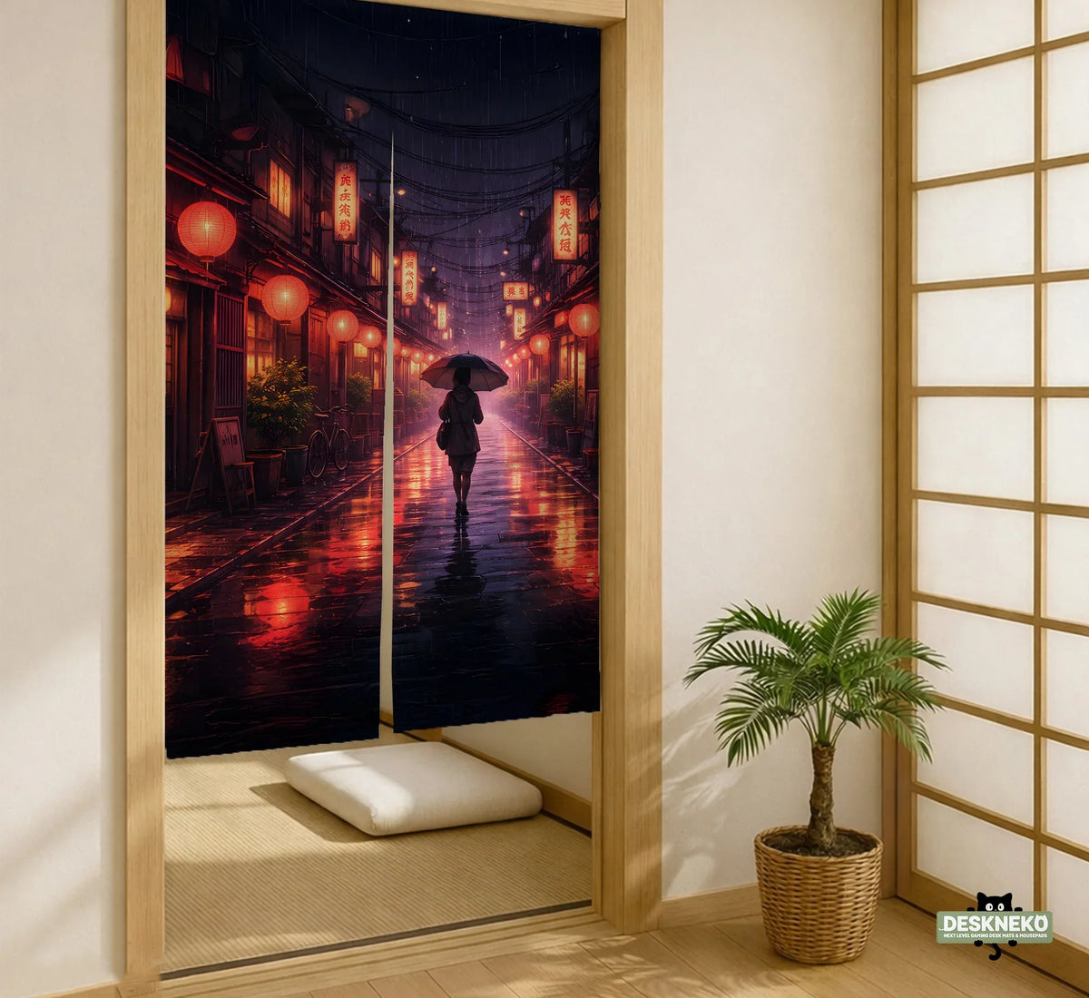 Lofi Anime Alley Noren Door Curtain - Deskneko