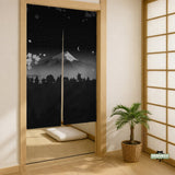 Black Mount Fuji Noren Curtain - Noren Door Curtain - Deskneko - Noren Door Curtains
