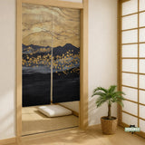 Gold Black Abstract Noren Door Curtain - Deskneko