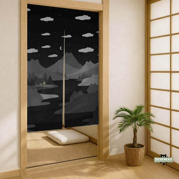 Cute Cat Mountains Noren Curtain - Noren Door Curtain - Deskneko - Noren Door Curtains