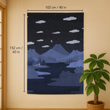 Navy Cat Hills Noren Door Curtain Room Divider - Deskneko