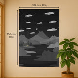 Cute Cat Mountains Noren Curtain - Noren Door Curtain - Deskneko - Noren Door Curtains