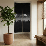 Black Mount Fuji Noren Curtain - Noren Door Curtain - Deskneko - Noren Door Curtains