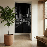 Black Tokyo Street Noren Curtain - Noren Door Curtain - Deskneko - Noren Door Curtains