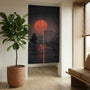 Samurai Red Moon Noren Door Curtain - Deskneko