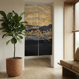 Gold Black Abstract Noren Door Curtain - Deskneko