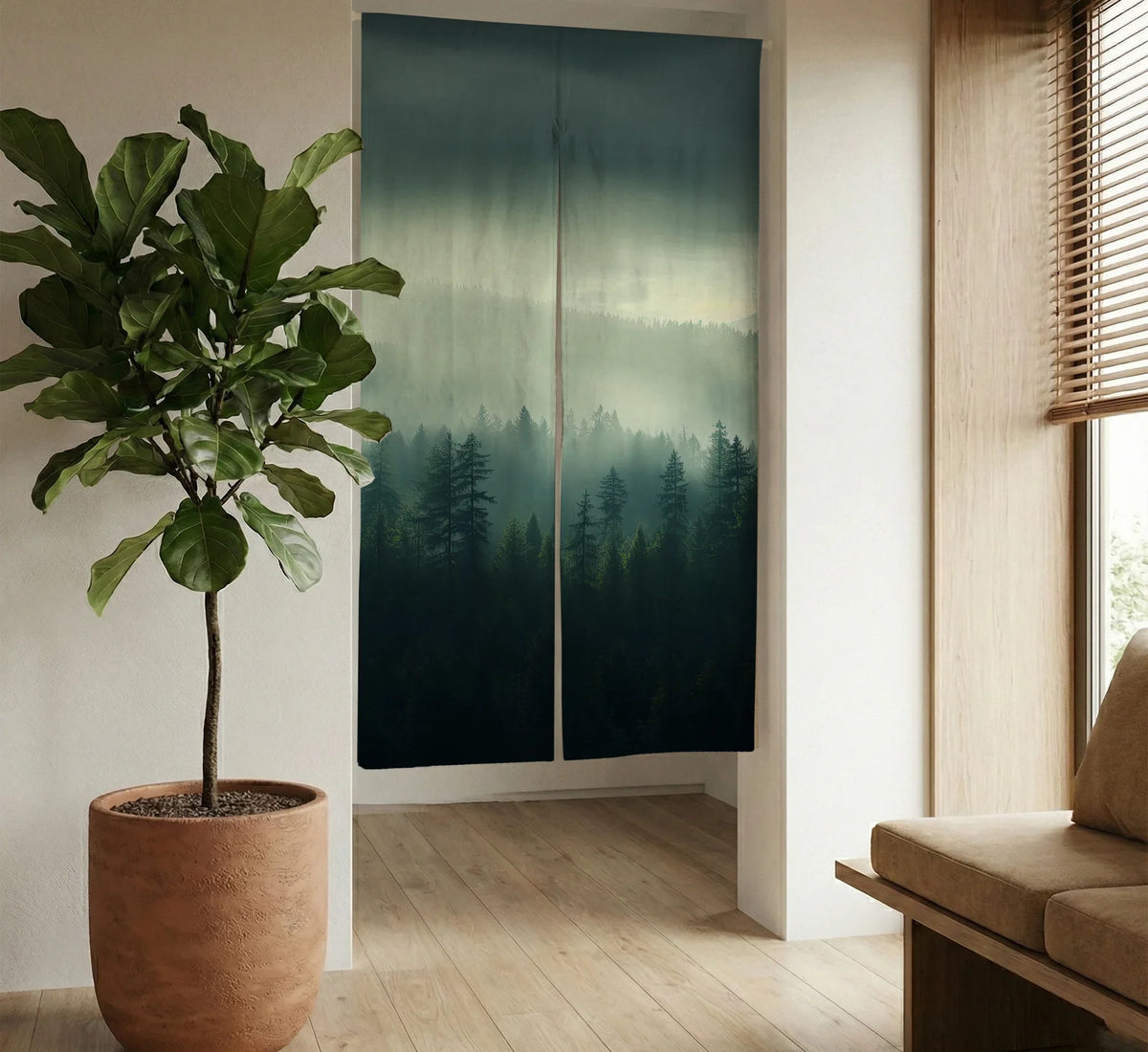 Misty Forest Noren Door Curtain - Deskneko