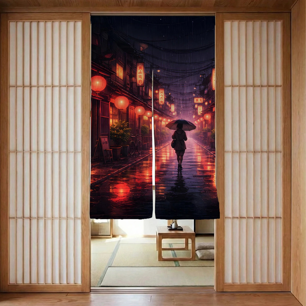 Lofi Anime Alley Noren Door Curtain - Deskneko