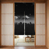 Black Mount Fuji Noren Curtain - Noren Door Curtain - Deskneko - Noren Door Curtains