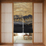 Gold Black Abstract Noren Door Curtain - Deskneko