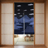 Navy Cat Hills Noren Door Curtain Room Divider - Deskneko