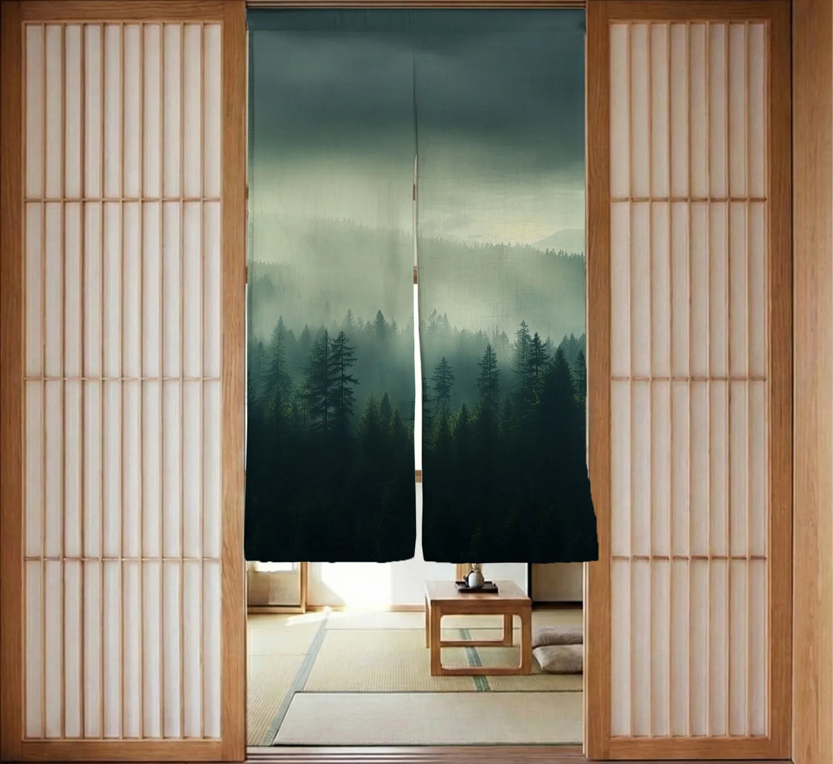 Misty Forest Noren Door Curtain - Deskneko