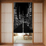 Black Tokyo Street Noren Curtain - Noren Door Curtain - Deskneko - Noren Door Curtains