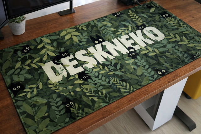 Extra Large Extended desk mat with 'DESKNEKO' branding 