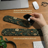Dark Floral Cottagecore Desk Mat with Botanical Butterflies - Deskneko