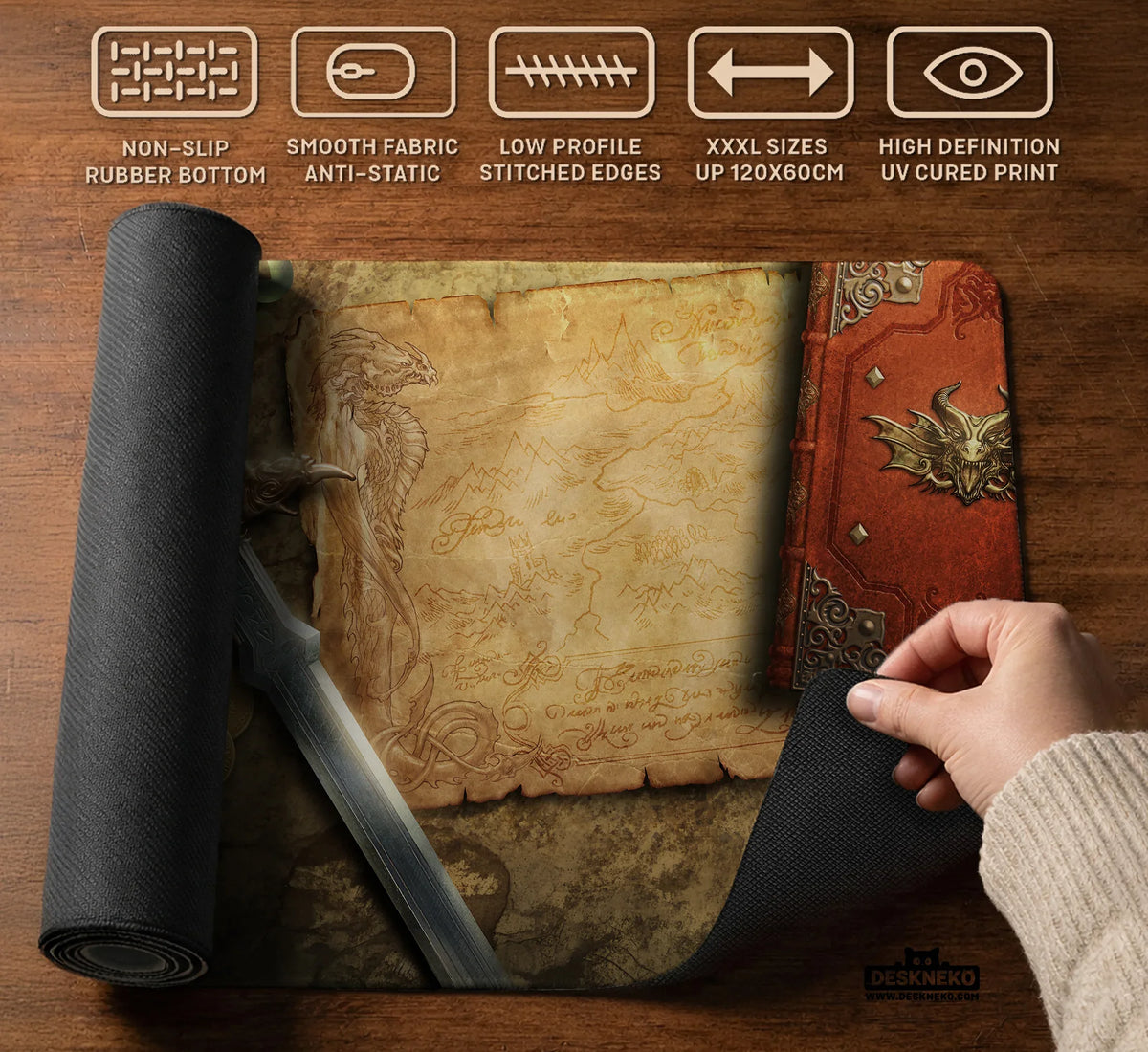 Fantasy Map Deskmat Mousepad, - Deskneko