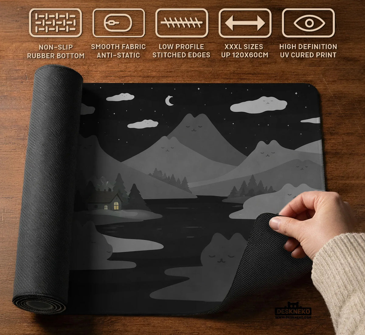 Midnight Cat Mountains Mousepad - Deskneko