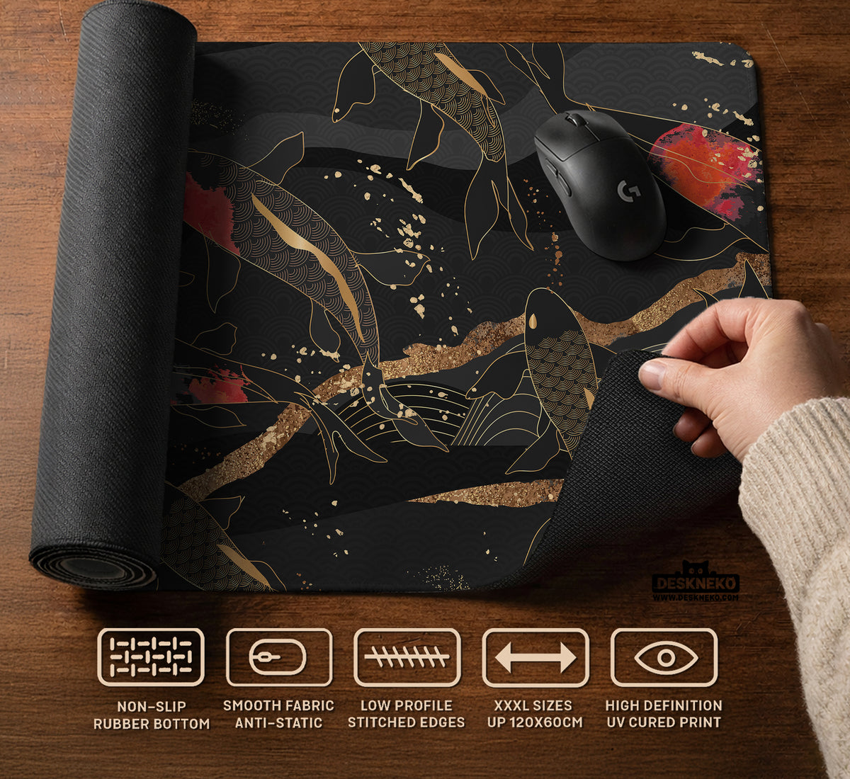 Koi Waves Desk Mat - Desk Mat - Deskneko - Desk Mats & Mousepads