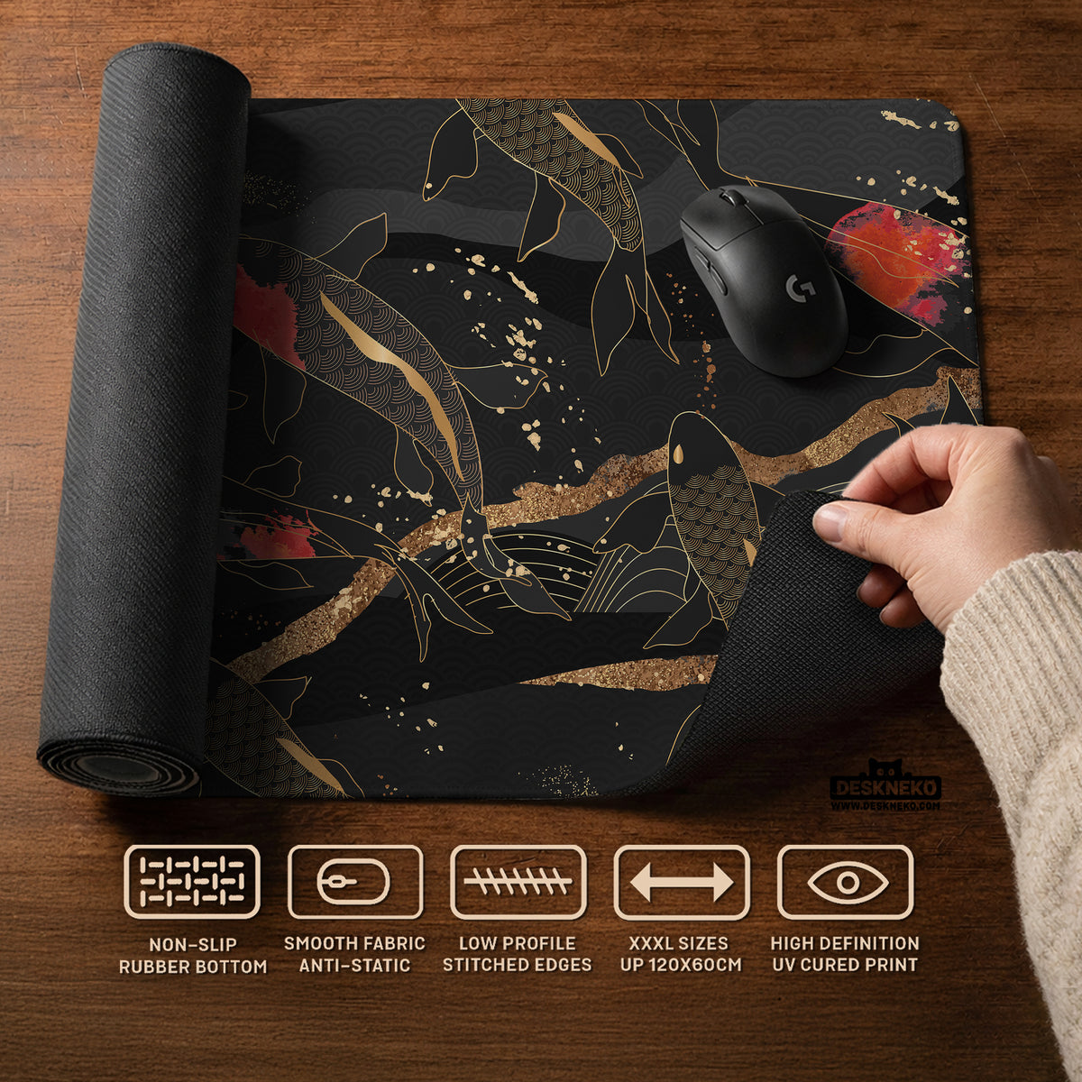 Koi Waves Desk Mat - Desk Mat - Deskneko - Desk Mats & Mousepads