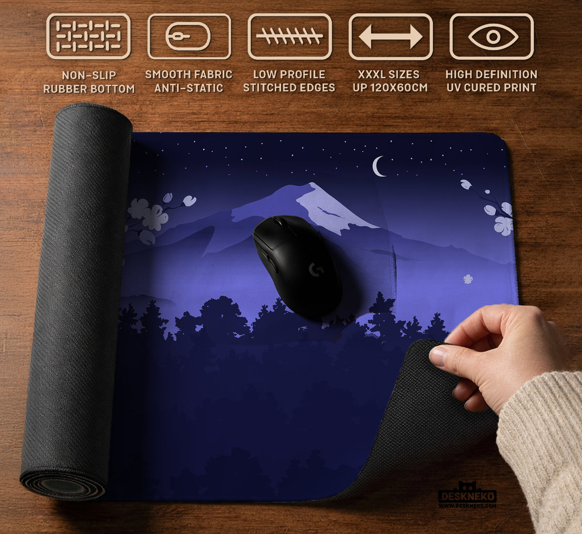 Blue Mount Fuji Desk Mat Mousepad - Desk Mat - Deskneko - Desk Mats & Mousepads