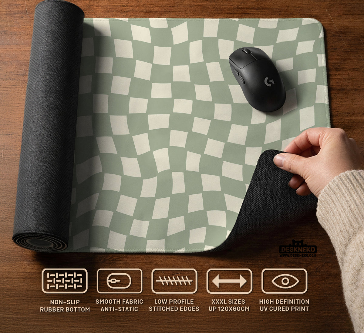 Green Checker Desk Mat - Desk Mat - Deskneko - Desk Mats & Mousepads