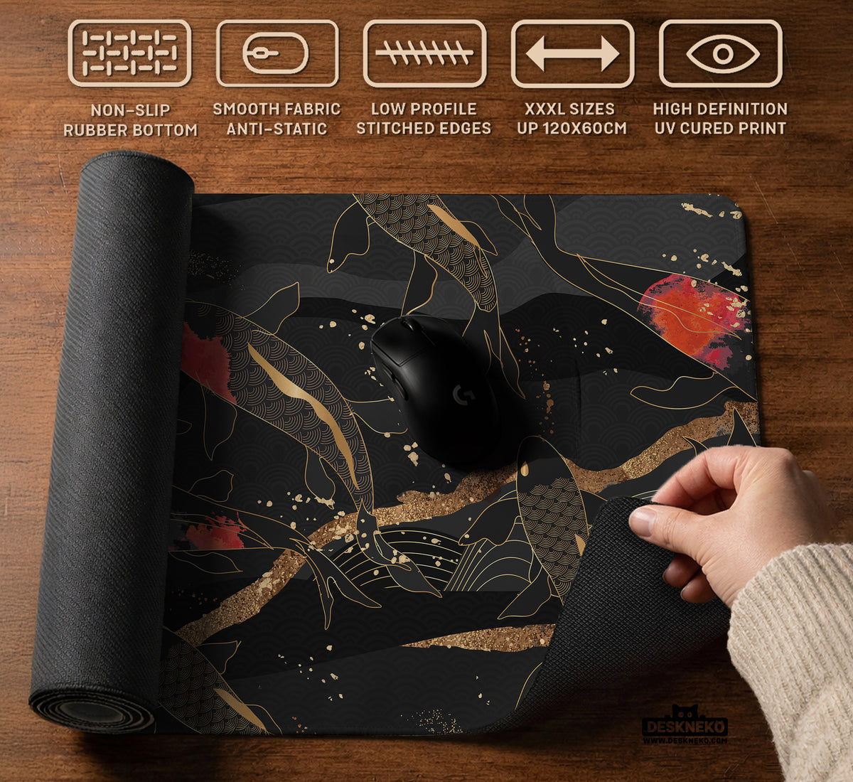 Koi Fish Art Desk Mat Mousepad - Desk Mat - Deskneko - Desk Mats & Mousepads