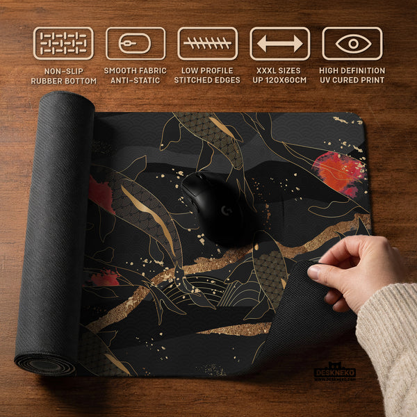 Koi Fish Art Desk Mat Mousepad - Desk Mat - Deskneko - Desk Mats & Mousepads