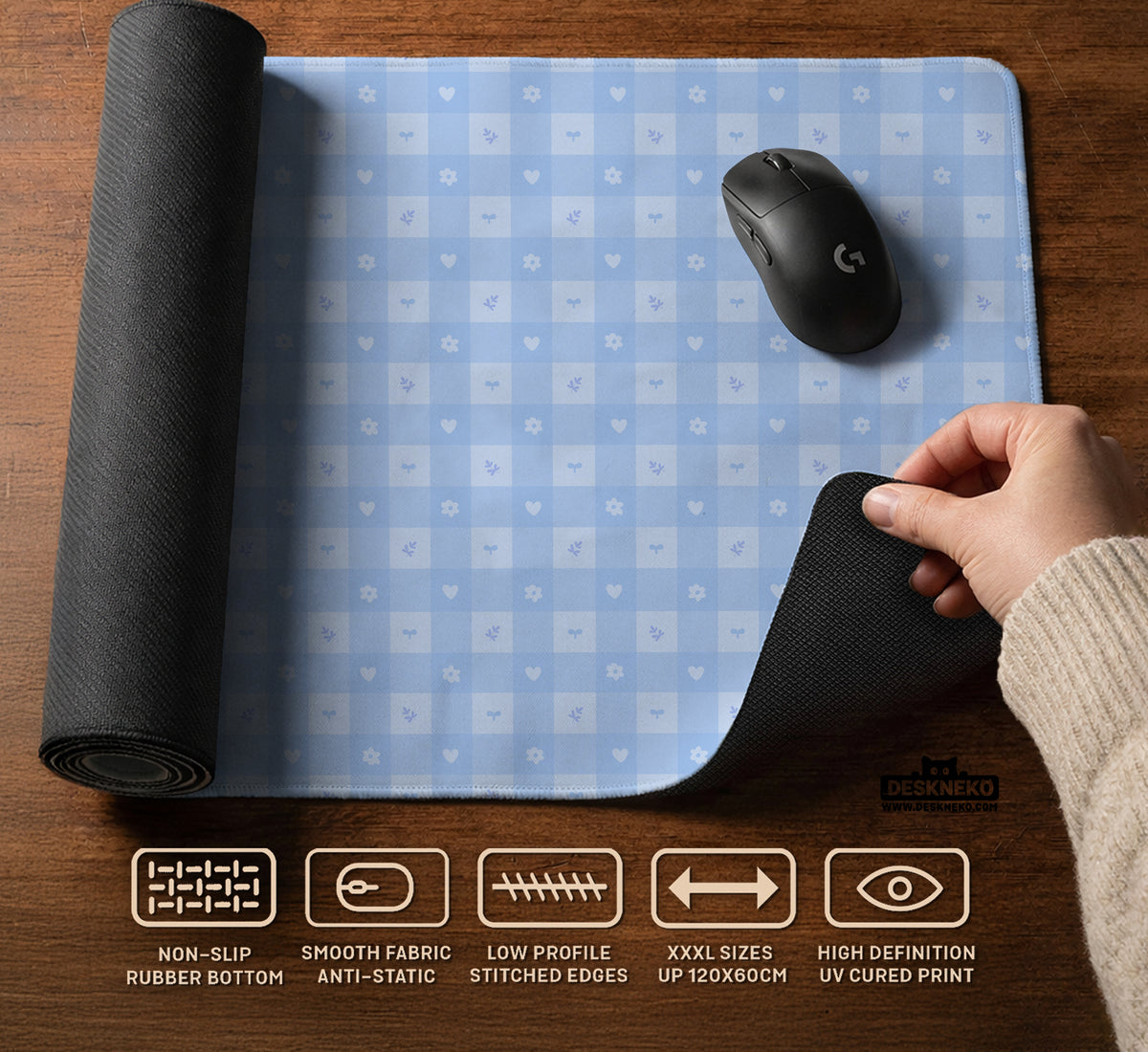 Blue Gingham Desk Mat - Desk Mat - Deskneko - Desk Mats & Mousepads