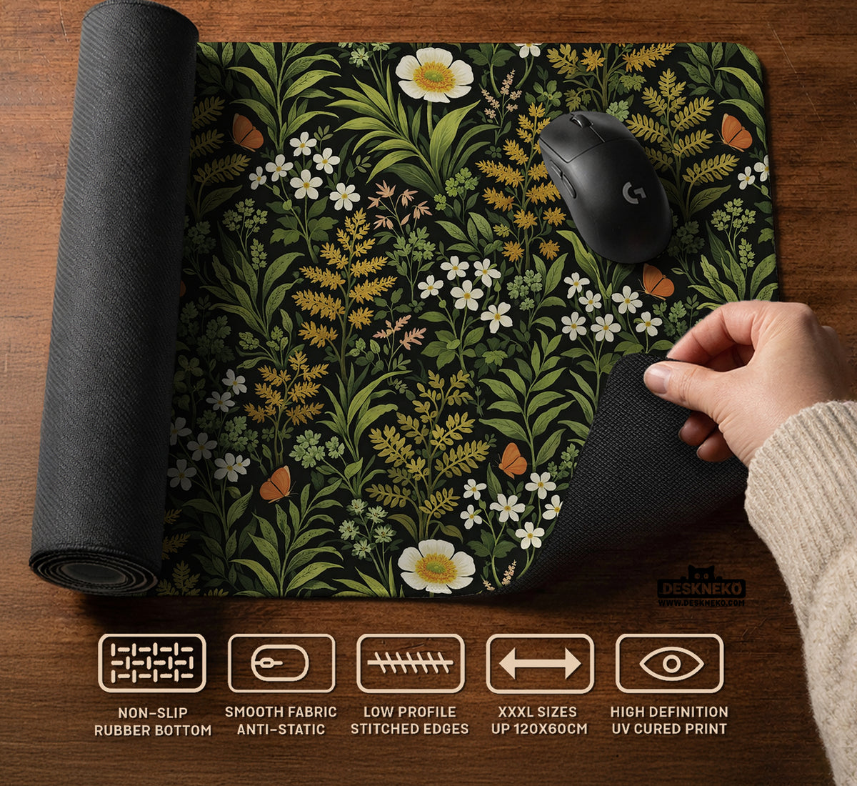 Dark Botanical Desk Mat - Desk Mat - Deskneko - Desk Mats & Mousepads