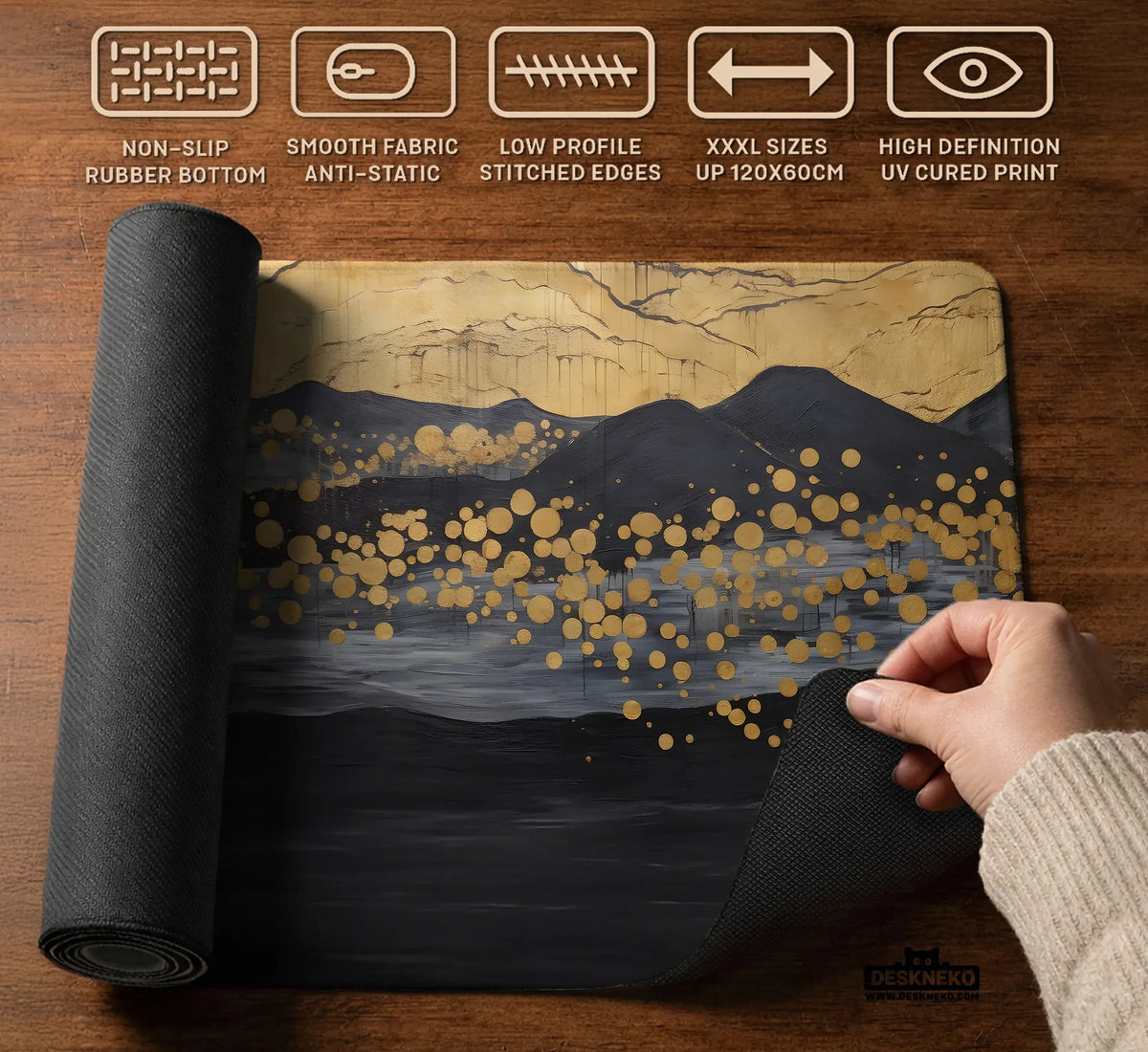 Gold Abstract Mousepad - Deskneko