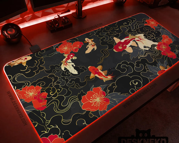 Koi Fish RGB Desk Mat - Deskneko