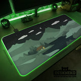 Night Forest Cats Landscape Desk Mat Mousepad XXL - Deskneko