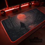 Samurai Red Moon Desk Mat Mousepad - Deskneko
