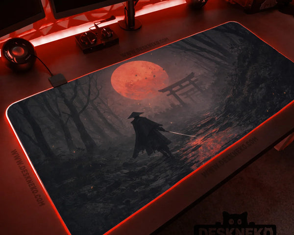 Samurai Red Moon Desk Mat Mousepad - Deskneko