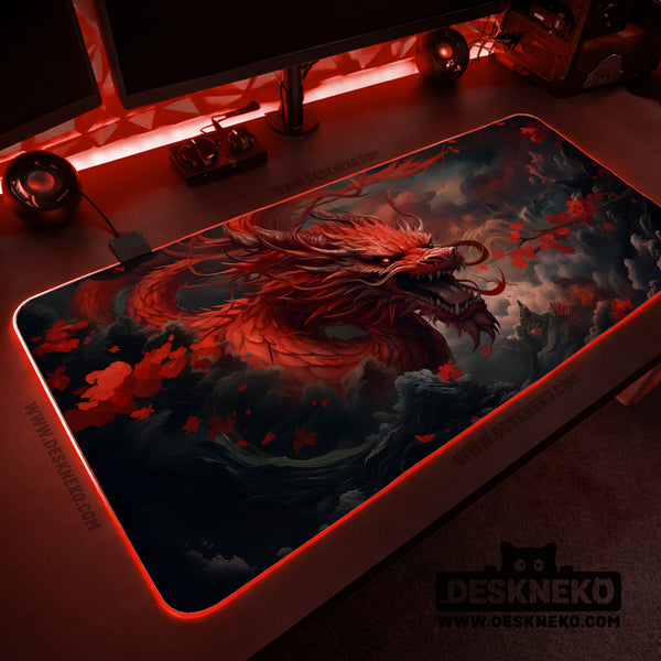 Crimson Red Dragon Desk Mat Mousepad - Desk Mat - Deskneko - Desk Mats & Mousepads