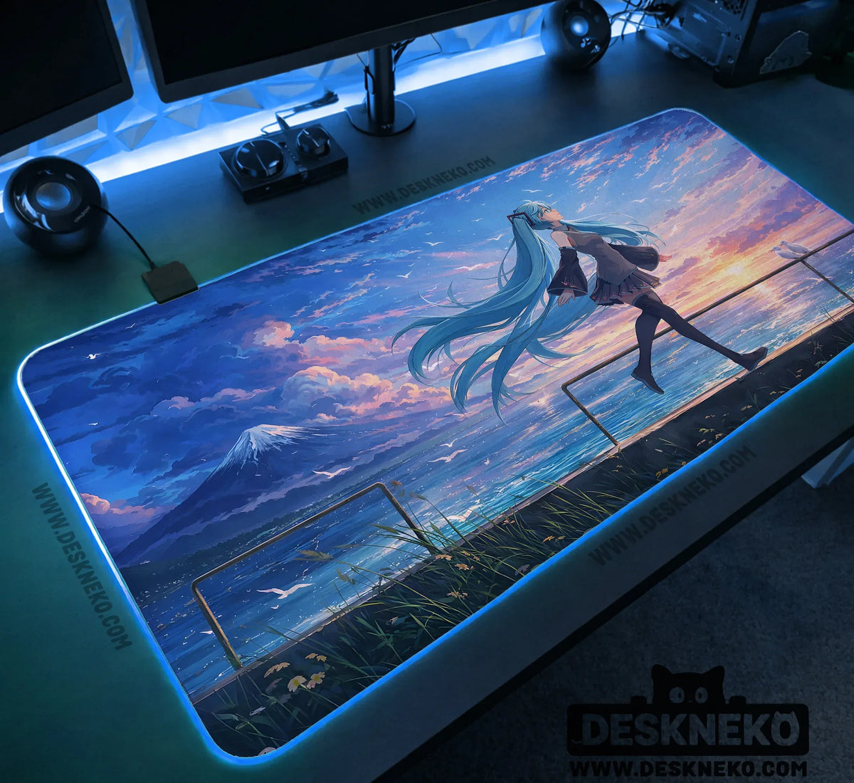 Anime Girl Landscape gaming desk mat mousepad - Deskneko