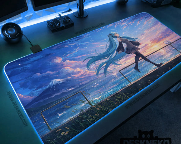 Anime Girl Landscape gaming desk mat mousepad - Deskneko