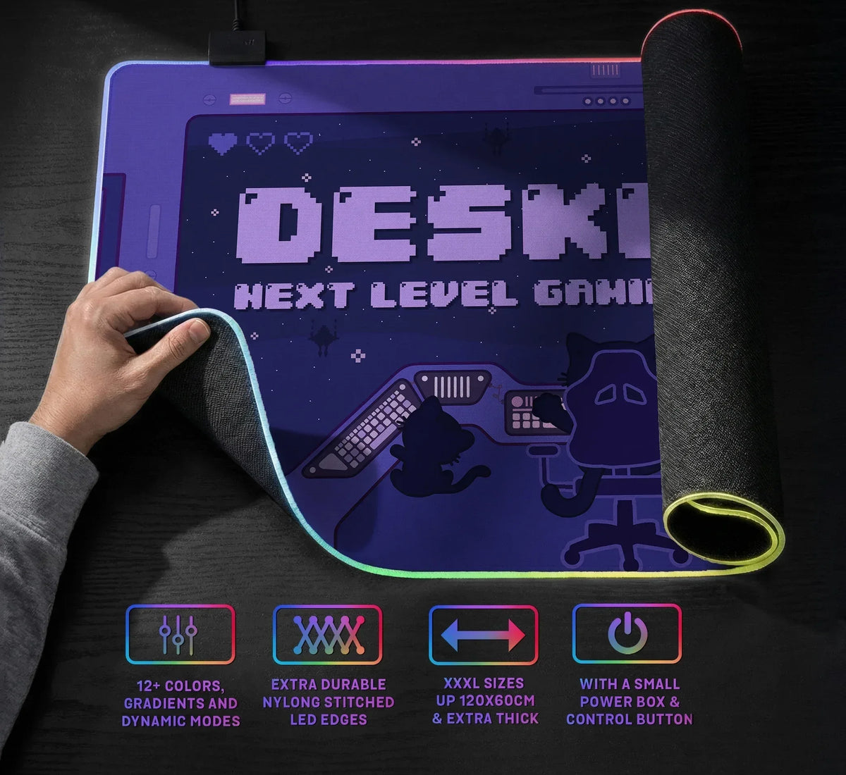 Transformative Teal Desk Mat Mousepad, Minimal Solid Color Decor - Deskneko