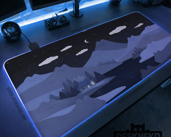 Navy Blue Mousepad With Cat Shaped Hills - Deskneko